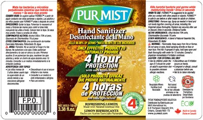 Purmist 100ml Bottle Label (Refreshing Lemon)